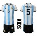 Günstige Argentinien Leandro Paredes #5 Babykleidung Heim Fussballtrikot Kinder WM 2022 Kurzarm (+ kurze hosen)